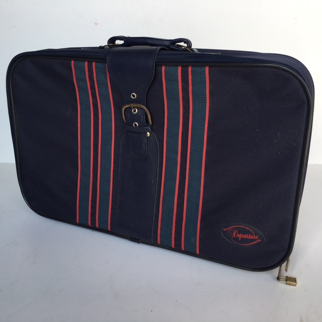 SUITCASE, Large Navy w Red Blue Stripe